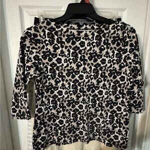 Kim Rogers Black and Cream Animal Print Long Sleeve Top